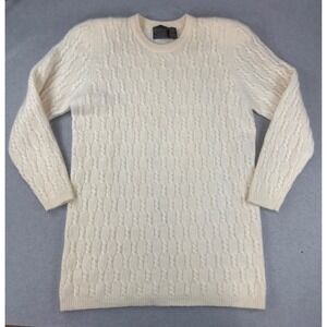 Vtg Collection Point Of View Wool &‎ Angora beaded cream cable knit sweater XL